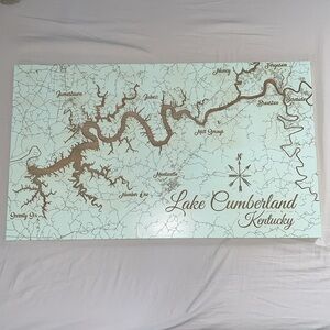 Engraved Lake Cumberland Wood Map from Fire & Pine